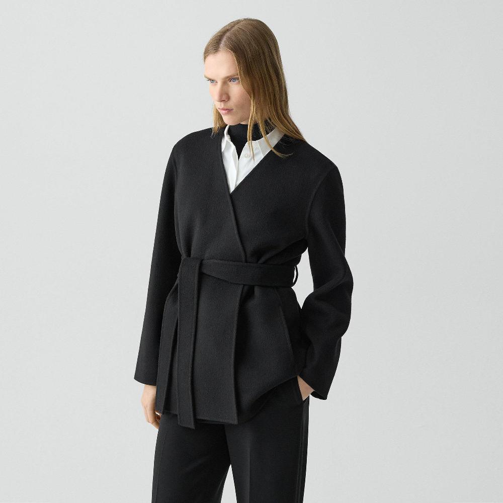 J Brand Cardigan Jacket In Double-Face Wool-Cashmere Black