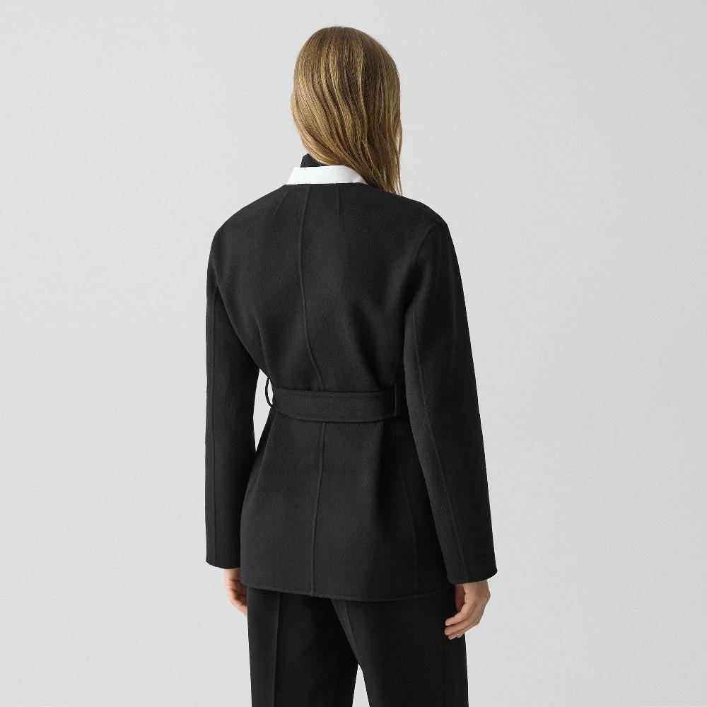 J Brand Cardigan Jacket In Double-Face Wool-Cashmere Black