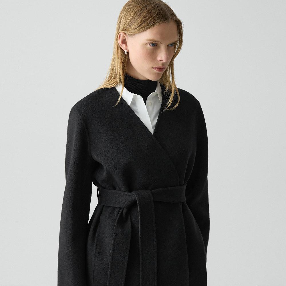 J Brand Cardigan Jacket In Double-Face Wool-Cashmere Black