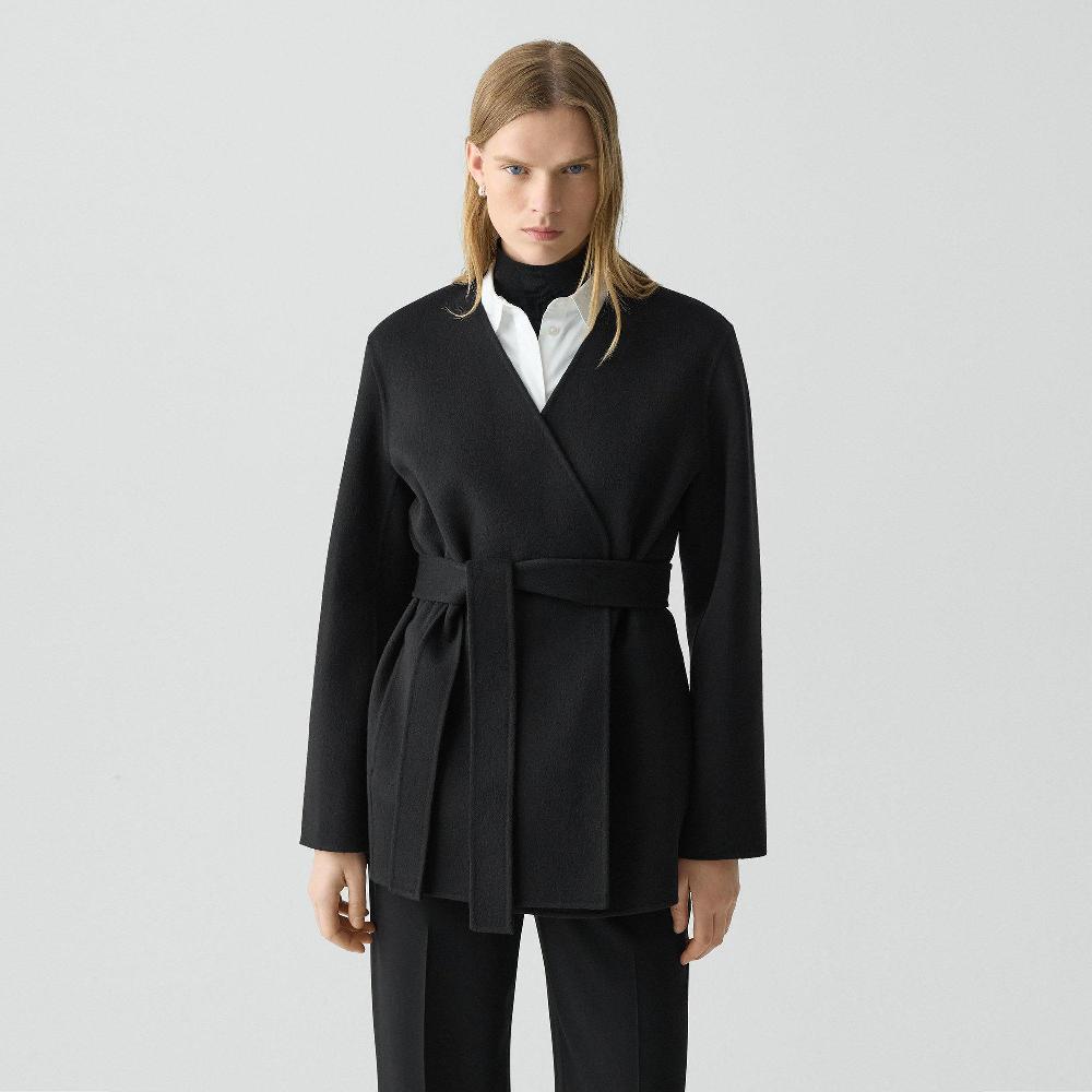 j brand Cardigan Jacket in Double-Face Wool-Cashmere black