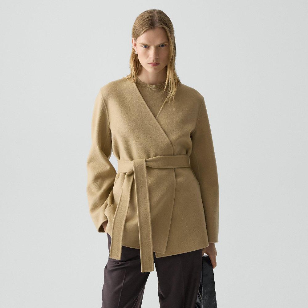 J Brand Cardigan Jacket In Double-Face Wool-Cashmere New Camel