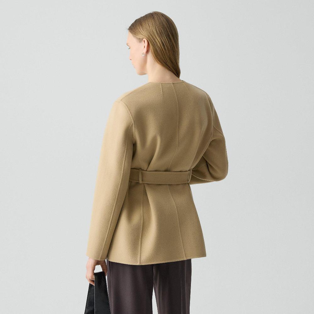 J Brand Cardigan Jacket In Double-Face Wool-Cashmere New Camel