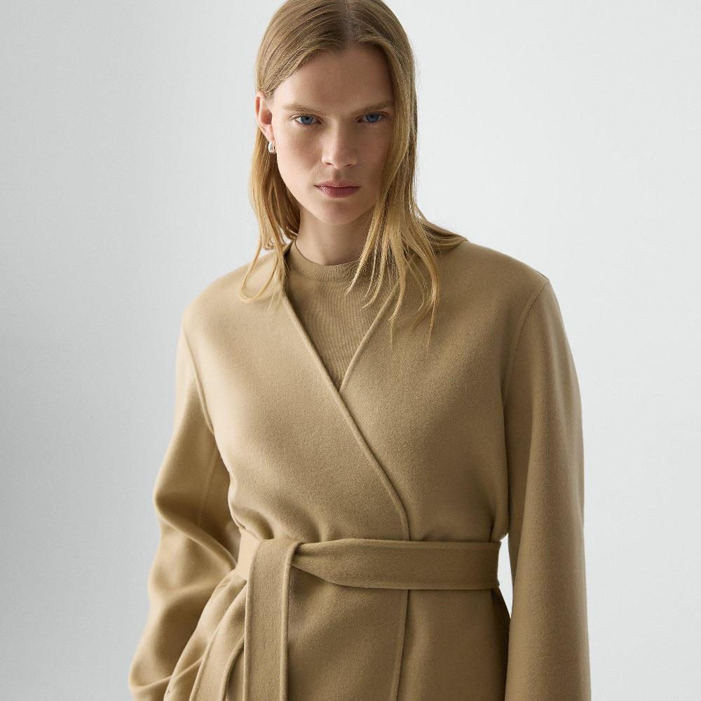 J Brand Cardigan Jacket In Double-Face Wool-Cashmere New Camel