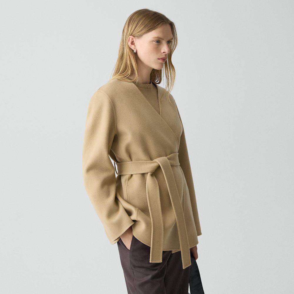 j brand Cardigan Jacket in Double-Face Wool-Cashmere new camel