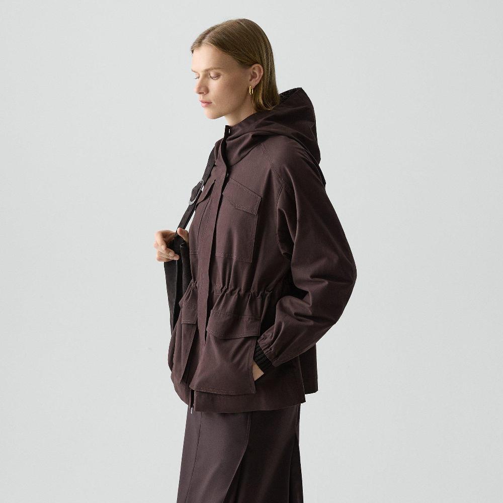 J Brand Cinched Windbreaker Jacket In Brushed Chino Cacao