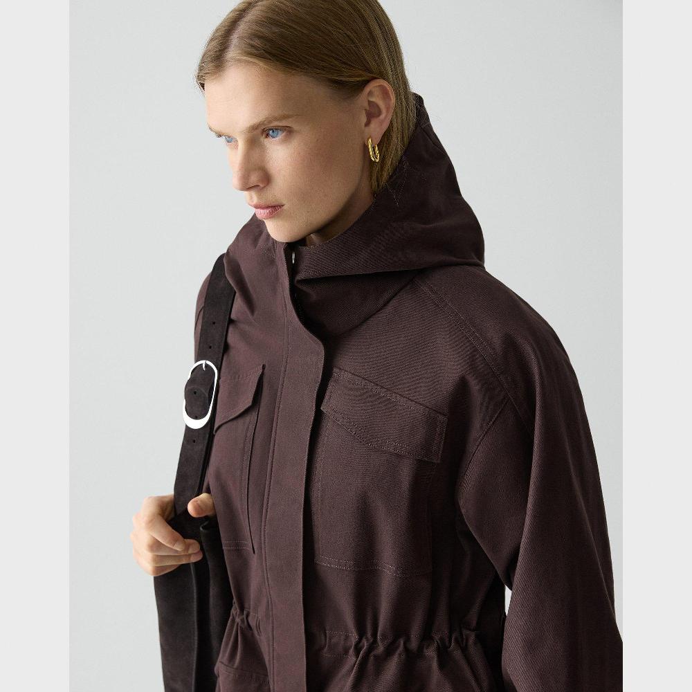 J Brand Cinched Windbreaker Jacket In Brushed Chino Cacao