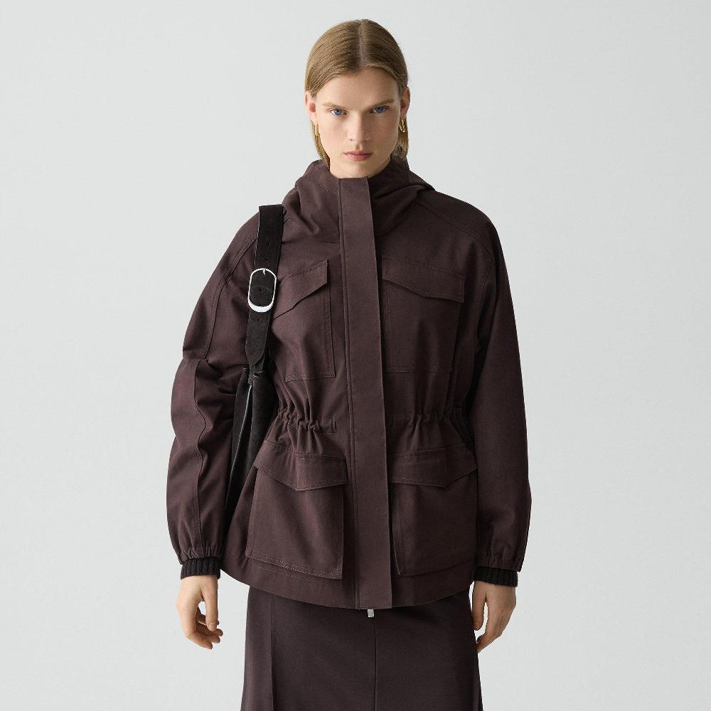 j brand Cinched Windbreaker Jacket in Brushed Chino cacao