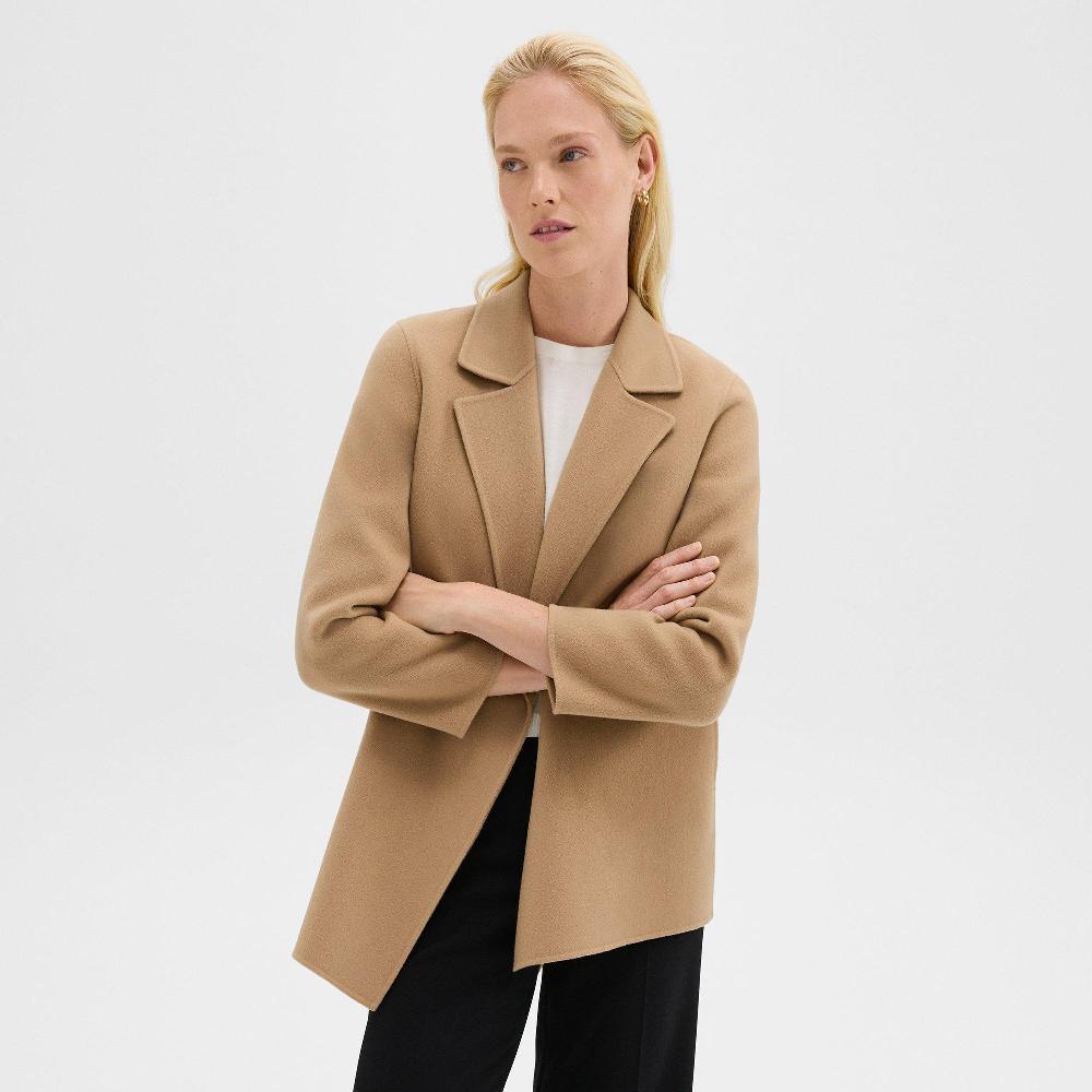 j brand Clairene Jacket in Double-Face Wool-Cashmere new camel