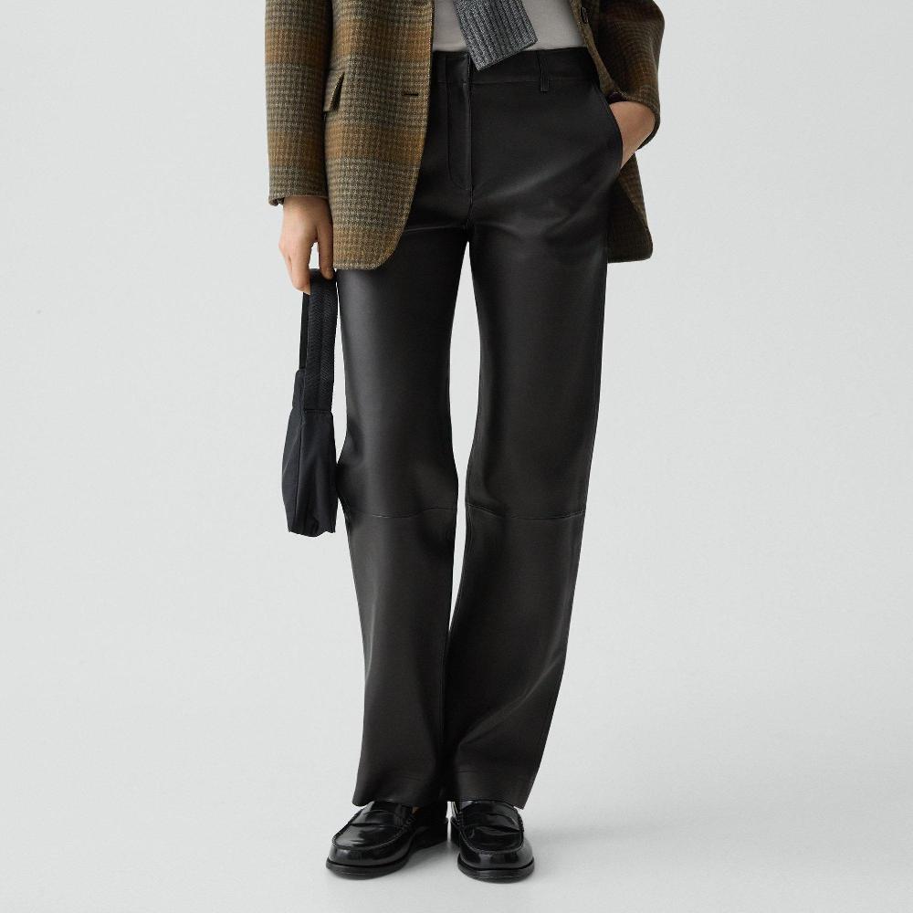 J Brand Classic Straight Pant In Sleek Leather Black