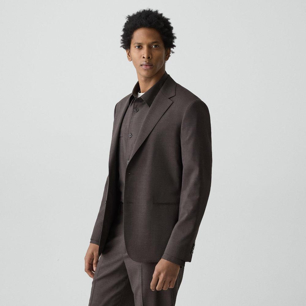 J Brand Clinton Blazer In Motion Wool Brownwood Melange