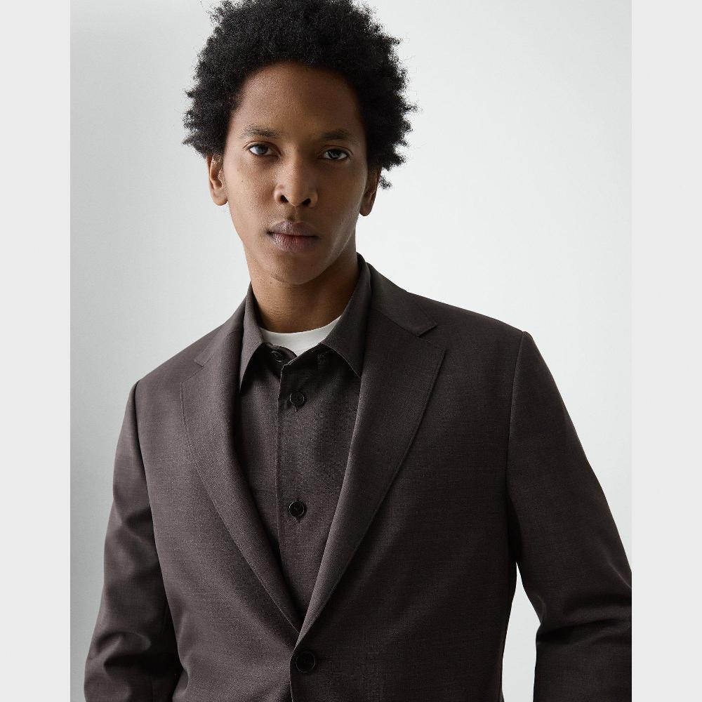 J Brand Clinton Blazer In Motion Wool Brownwood Melange