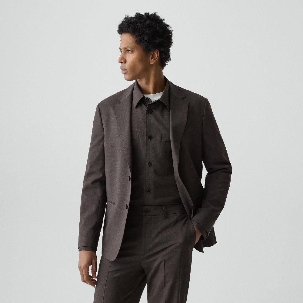 j brand Clinton Blazer in Motion Wool brownwood melange