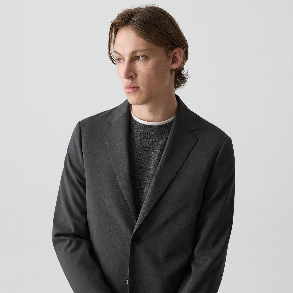 J Brand Clinton Blazer In Motion Wool Charcoal Melange