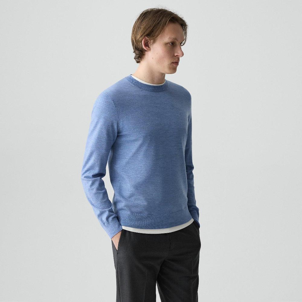 J Brand Crewneck Sweater In Regal Wool Blue Lake Melange