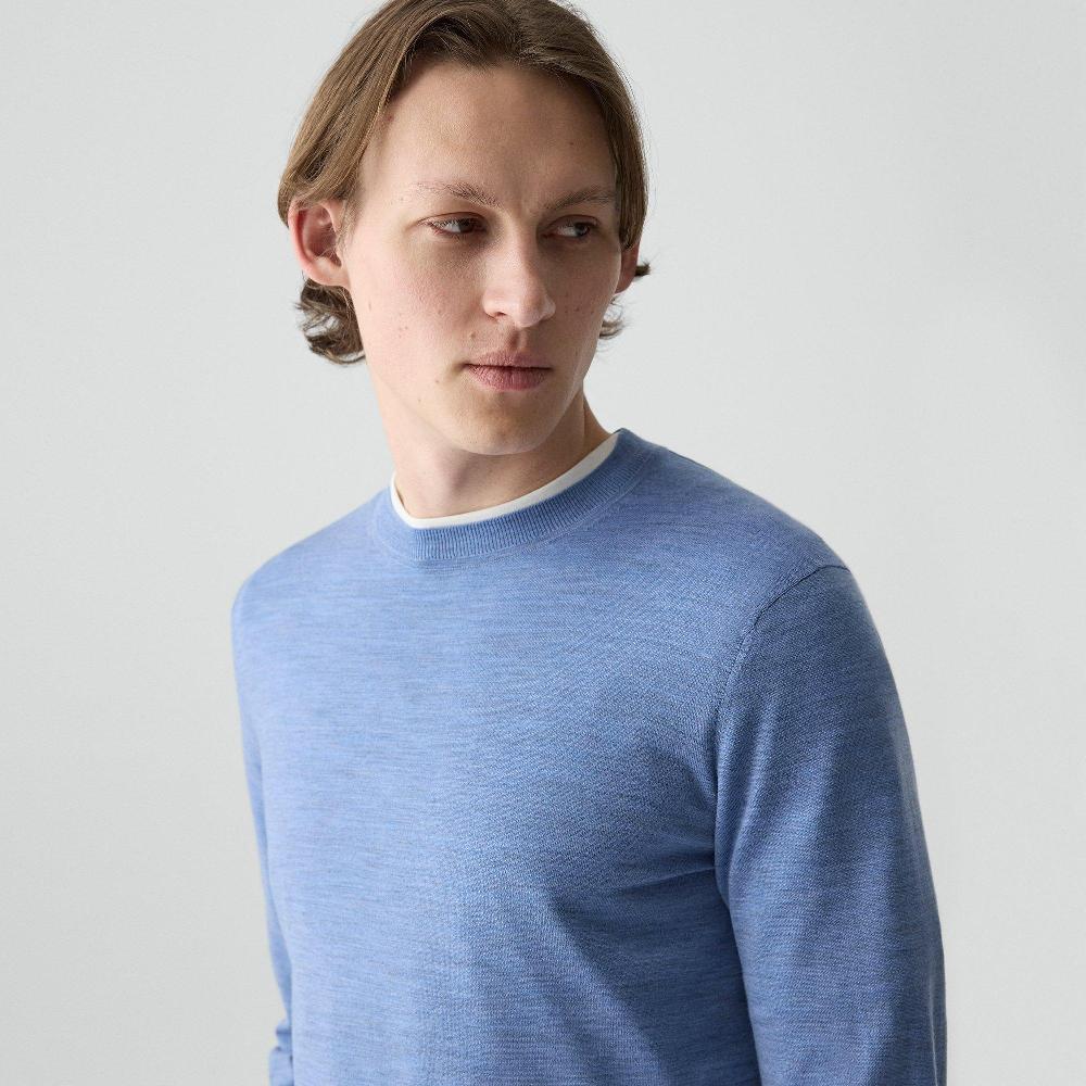 J Brand Crewneck Sweater In Regal Wool Blue Lake Melange
