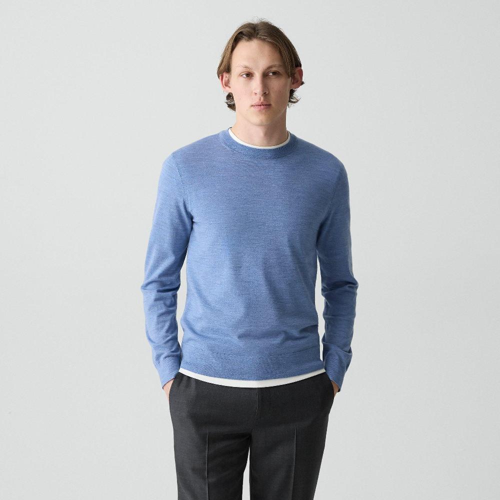 j brand Crewneck Sweater in Regal Wool blue lake melange