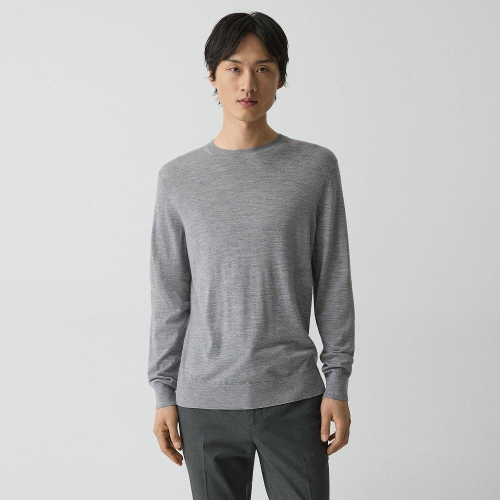 j brand Crewneck Sweater in Regal Wool cool heather grey