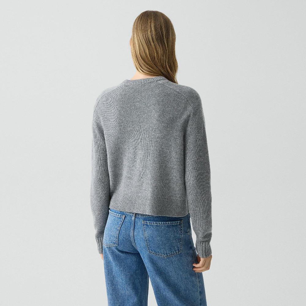 J Brand Cropped Crewneck Sweater In Cashmere Light Charcoal