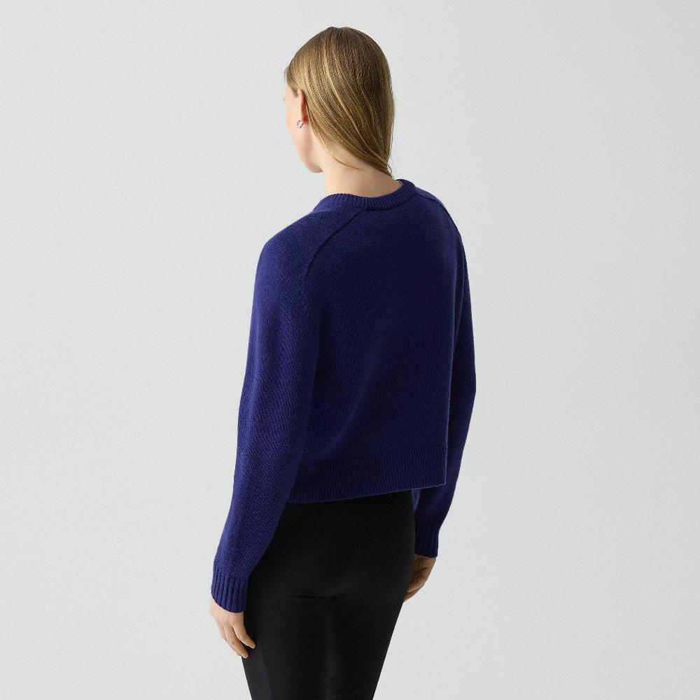 J Brand Cropped Crewneck Sweater In Cashmere Pigment Blue