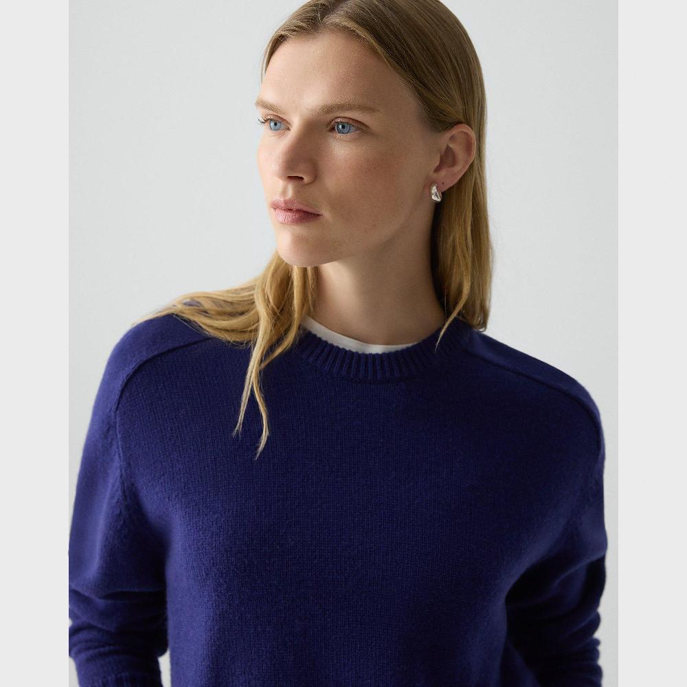 J Brand Cropped Crewneck Sweater In Cashmere Pigment Blue