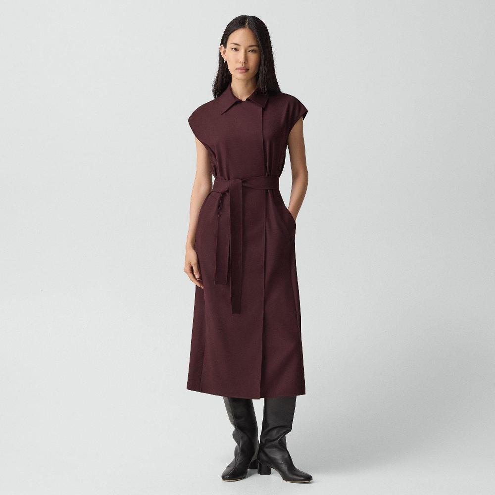 j brand Double-Breasted Belt Dress in Sleek Flannel merlot