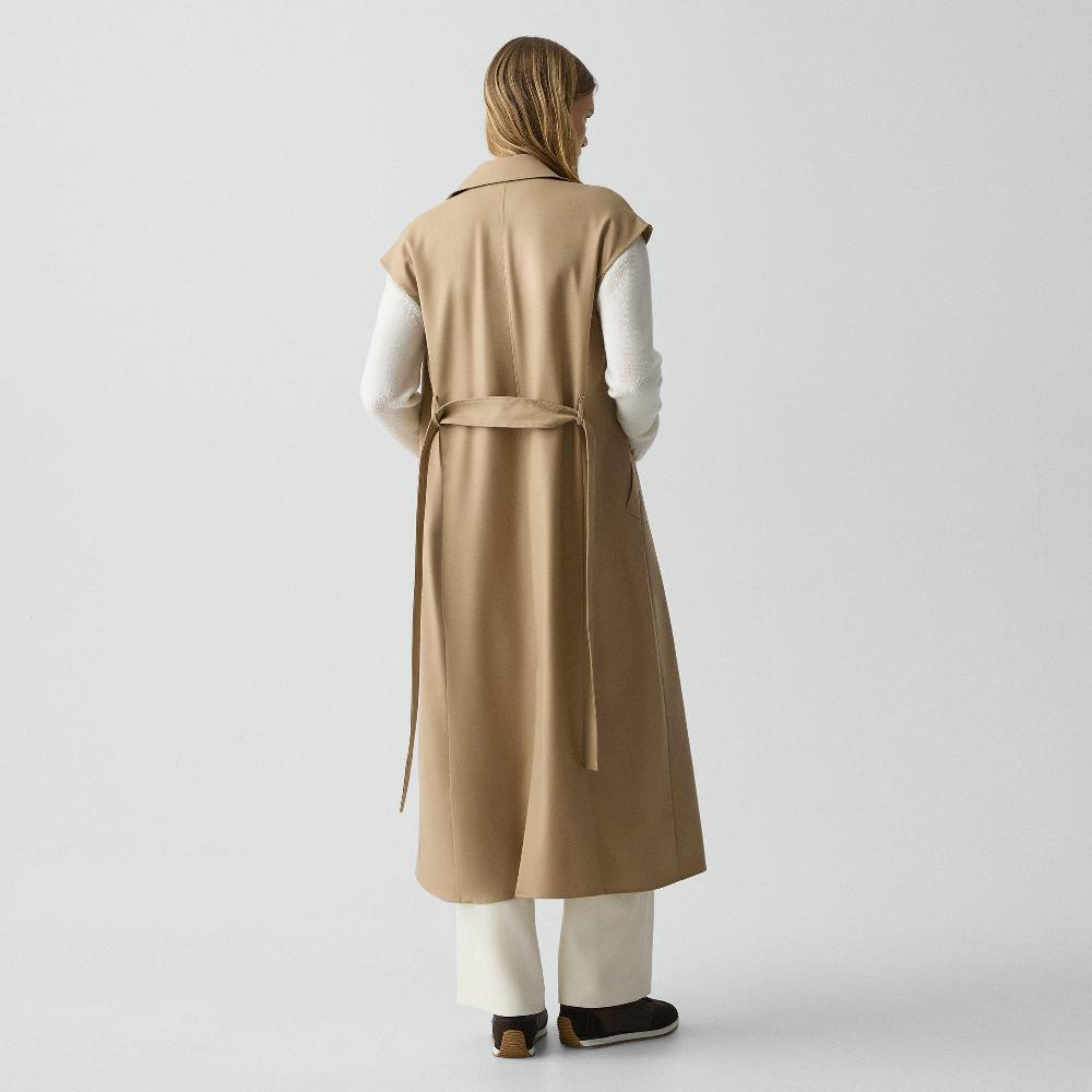 J Brand Double-Breasted Belt Dress In Wool-Blend Flannel New Camel