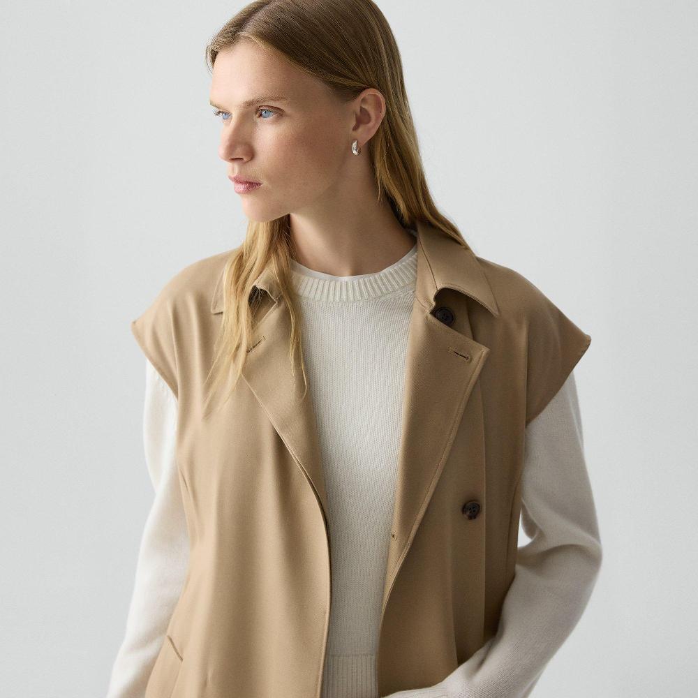 J Brand Double-Breasted Belt Dress In Wool-Blend Flannel New Camel