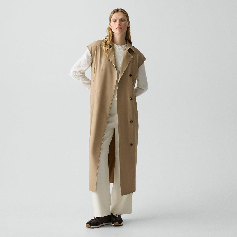 j brand Double-Breasted Belt Dress in Wool-Blend Flannel  new camel