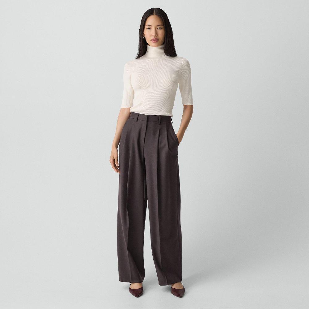 j brand Double Pleat Pant 29’’ in Sleek Flannel cacao