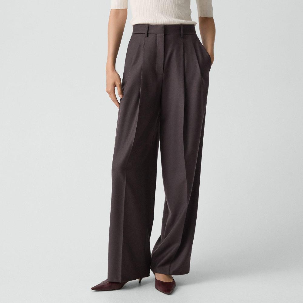 J Brand Double Pleat Pant 33'' In Sleek Flannel Cacao