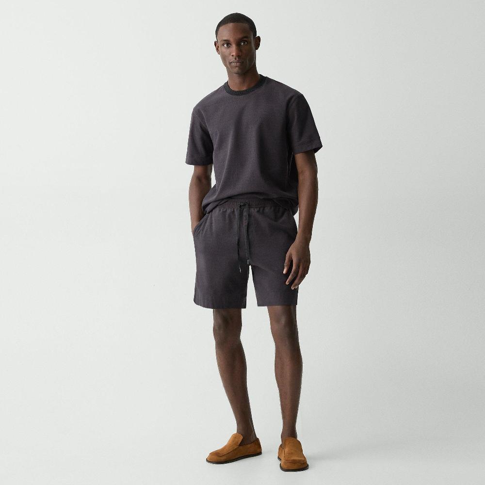 j brand Drawstring Short in Terry Cotton warm carbon