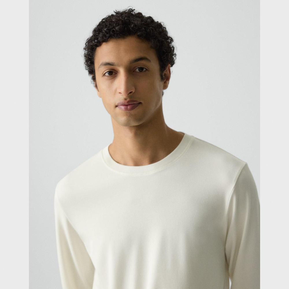 J Brand Essential Long-Sleeve Tee In Anemone Modal Jersey Winter White