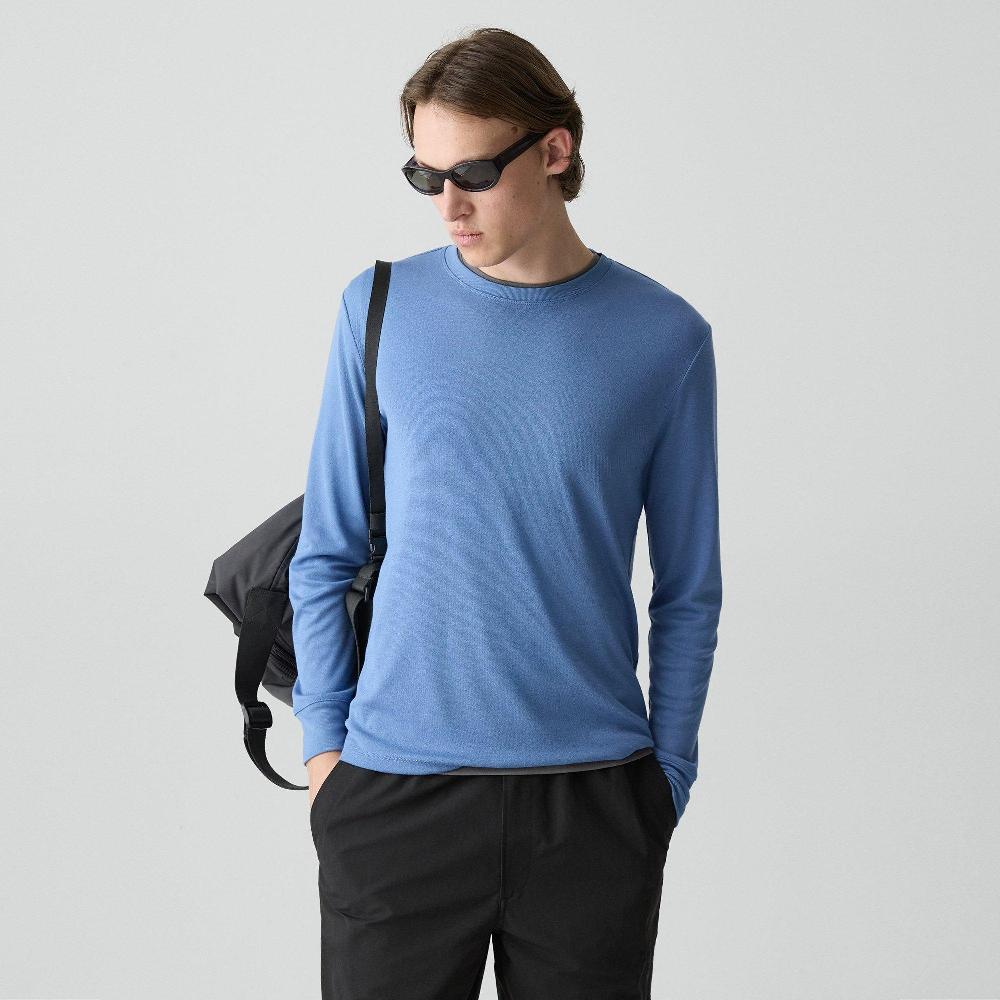 j brand Essential Long-Sleeve Tee in Anemone Modal Jersey blue lake
