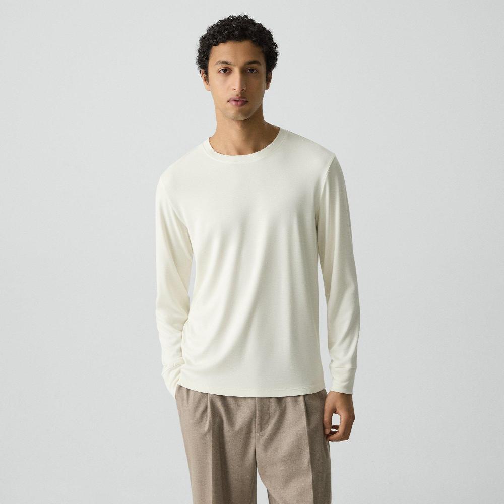 j brand Essential Long-Sleeve Tee in Anemone Modal Jersey winter white