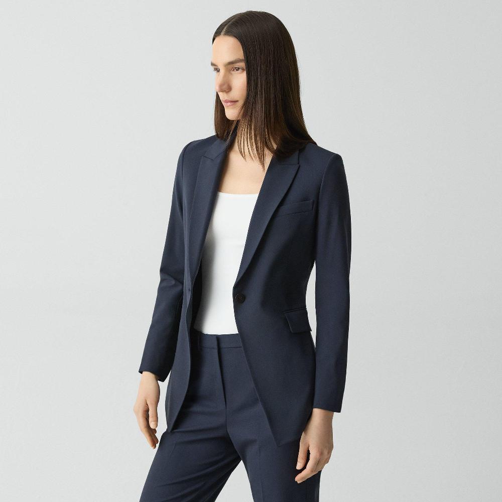 J Brand Etiennette Blazer In Good Wool Nocturne Navy