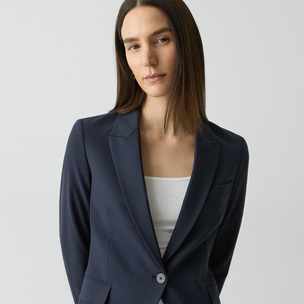 J Brand Etiennette Blazer In Good Wool Nocturne Navy
