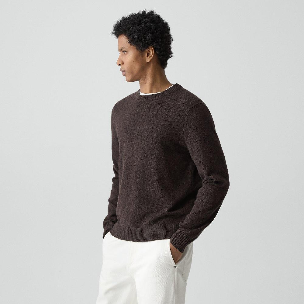 J Brand Hilles Crewneck Sweater In Cashmere Brownwood Melange