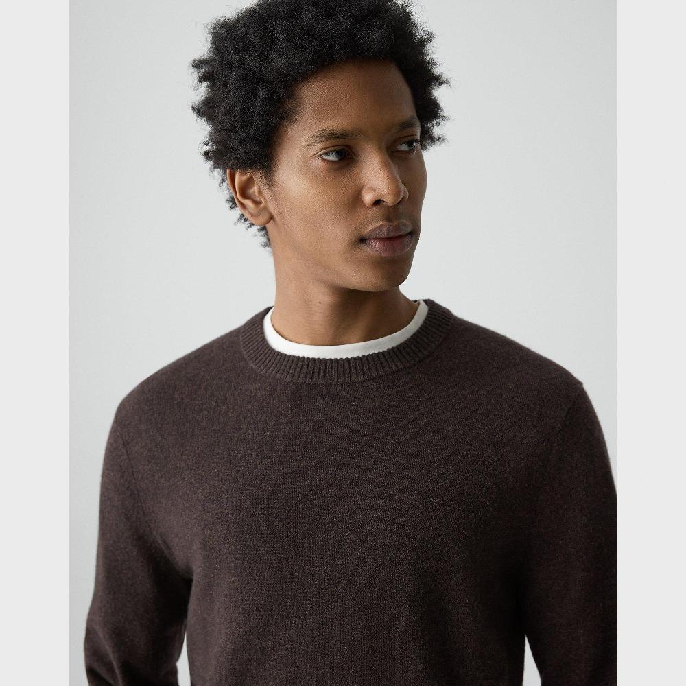 J Brand Hilles Crewneck Sweater In Cashmere Brownwood Melange