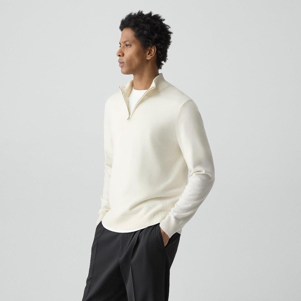 J Brand Hilles Quarter-Zip Sweater In Cashmere Winter Ivory
