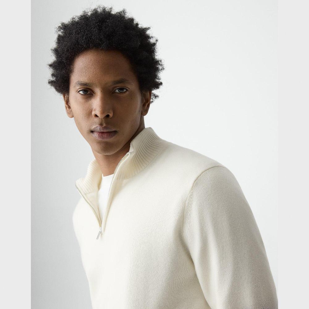 J Brand Hilles Quarter-Zip Sweater In Cashmere Winter Ivory