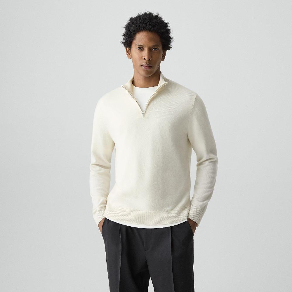 j brand Hilles Quarter-Zip Sweater in Cashmere winter ivory