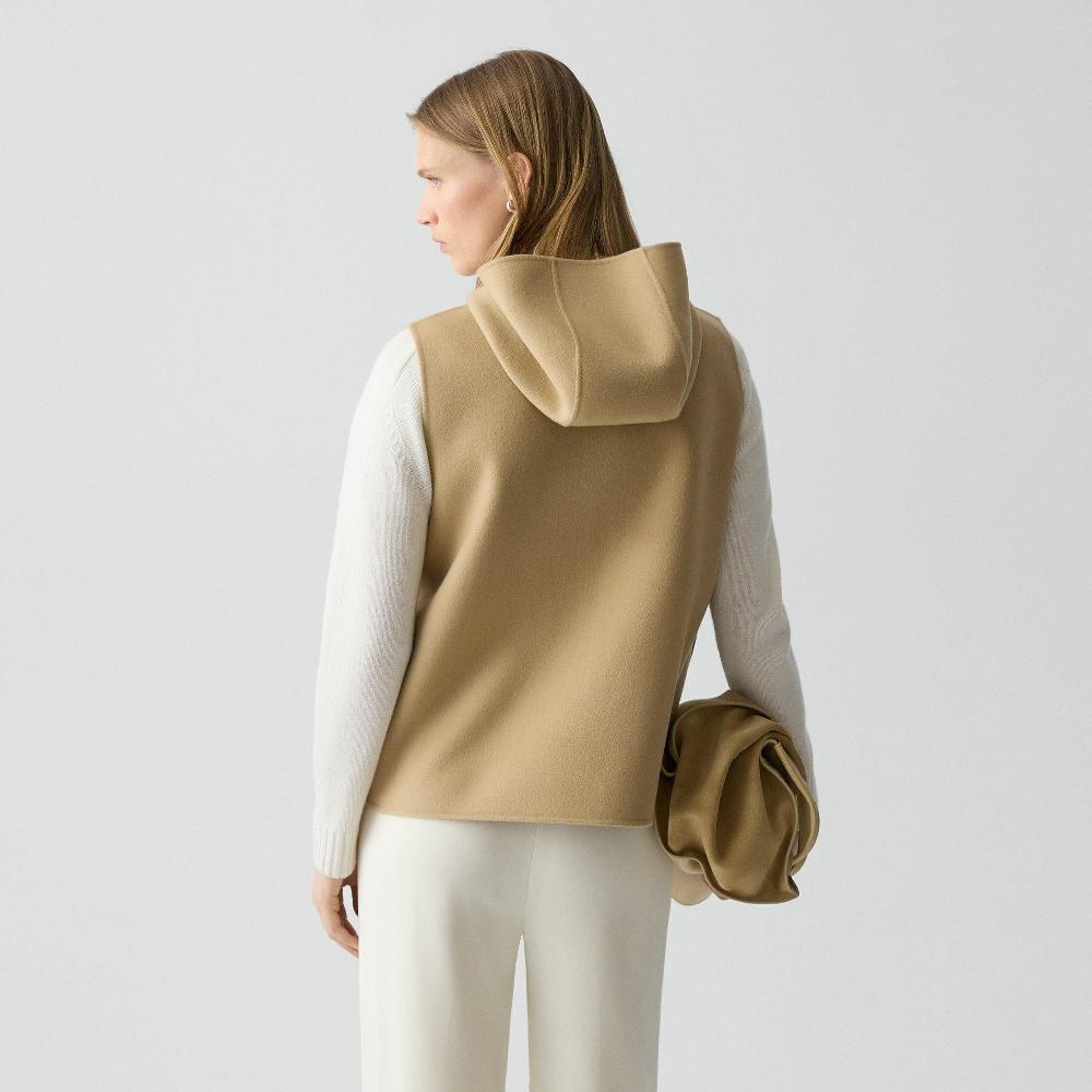 J Brand Hooded Vest In Double-Face Wool-Cashmere New Camel