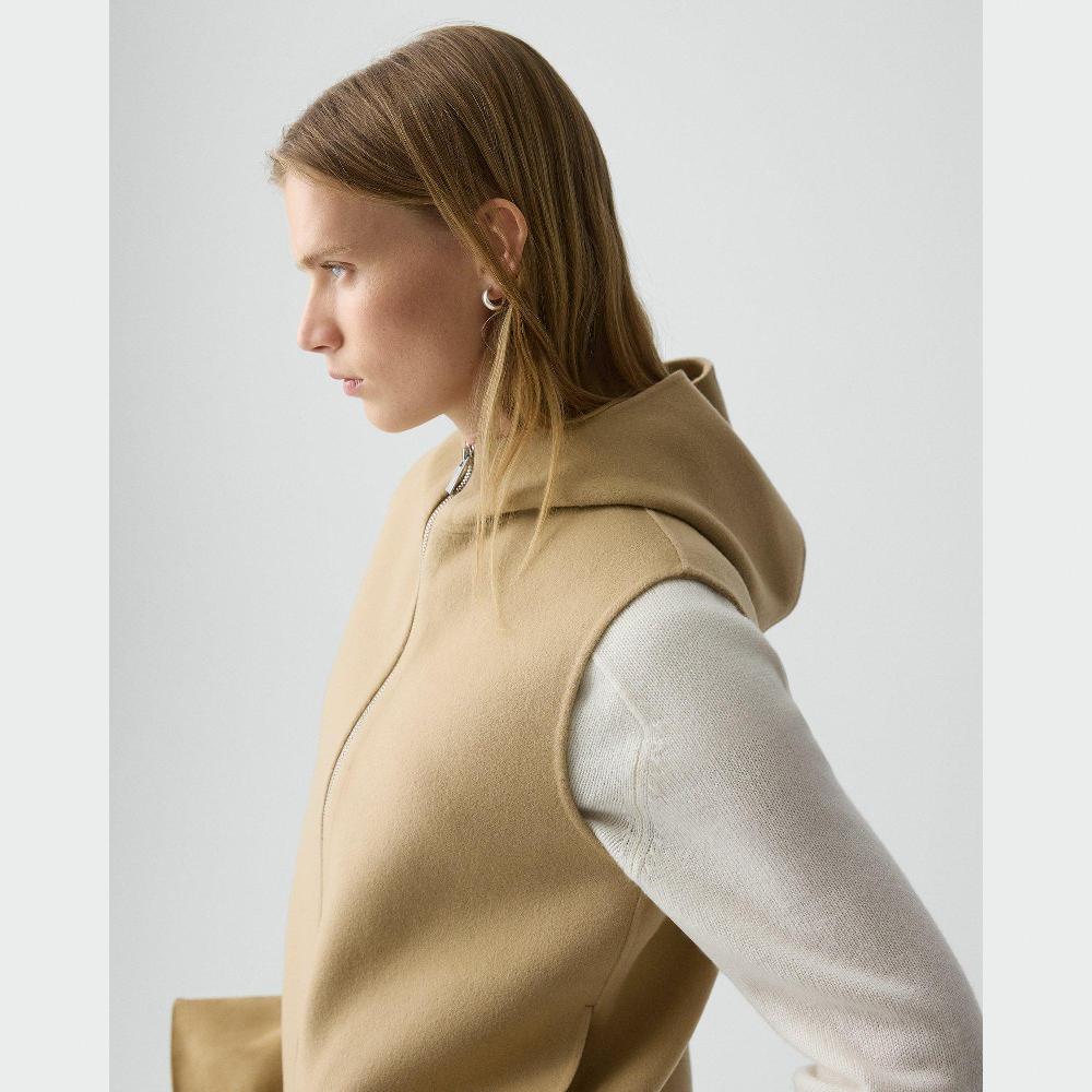 J Brand Hooded Vest In Double-Face Wool-Cashmere New Camel
