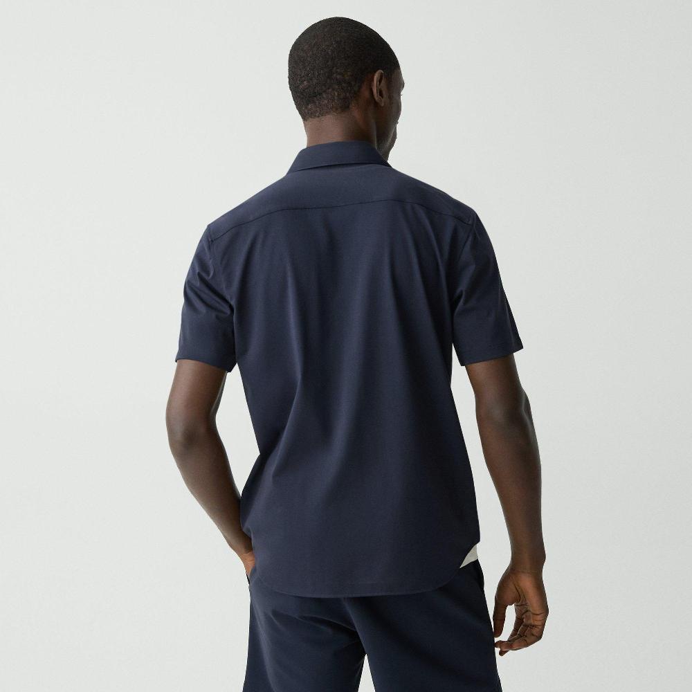 J Brand Irving Short-Sleeve Shirt In Structure Knit Eclipse