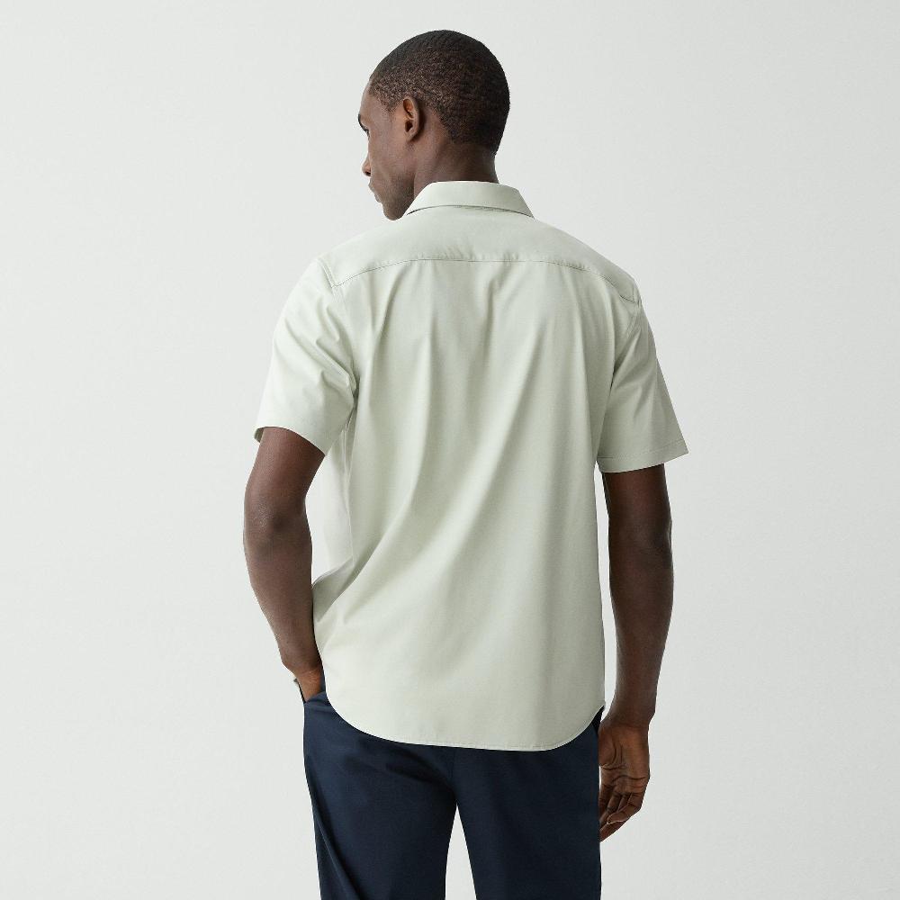 J Brand Irving Short-Sleeve Shirt In Structure Knit Light Greenstone