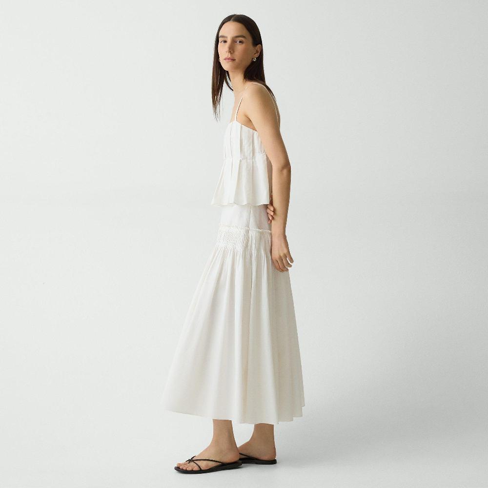 J Brand Accordion Maxi Skirt In Cotton-Blend White