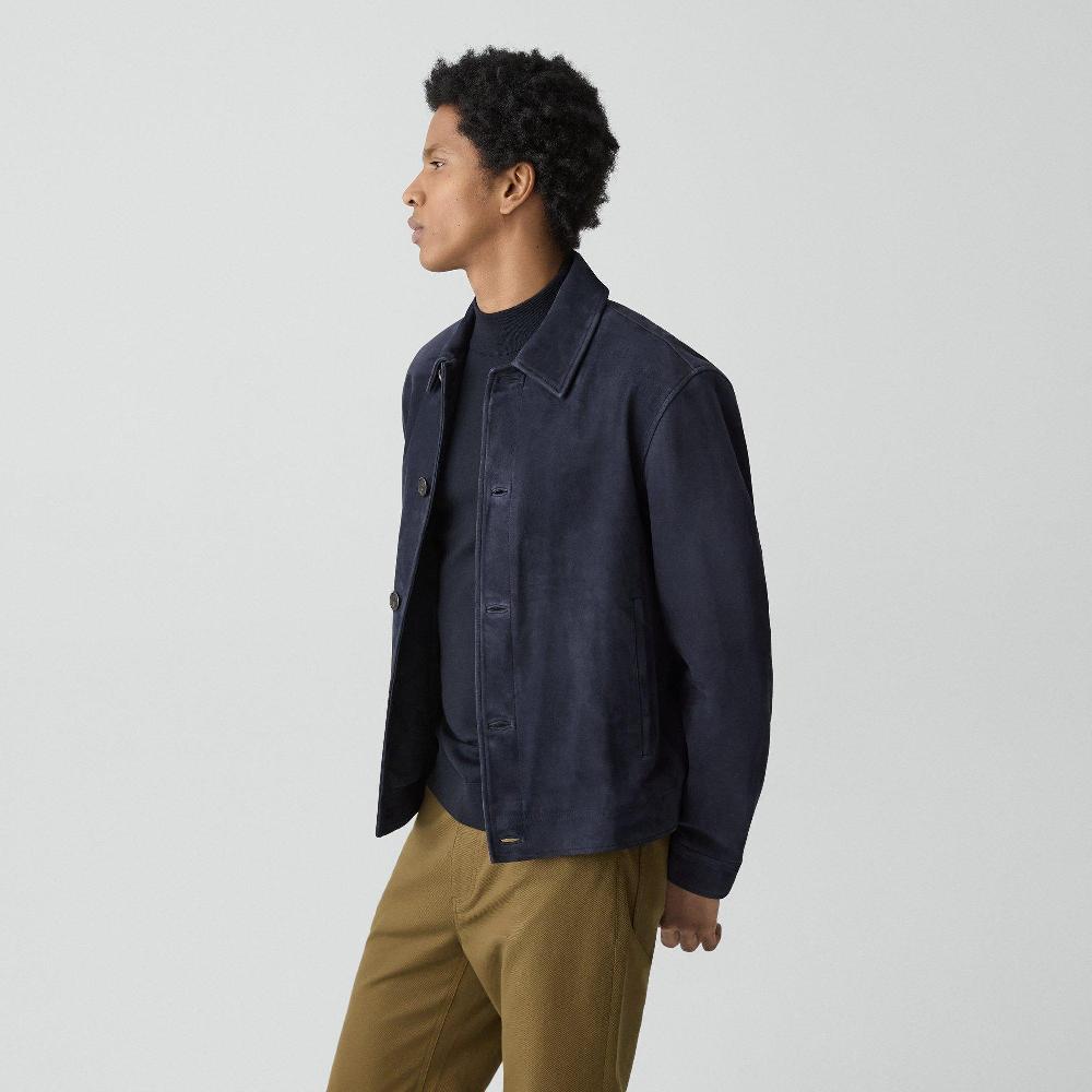 J Brand Amos Jacket In Suede Baltic