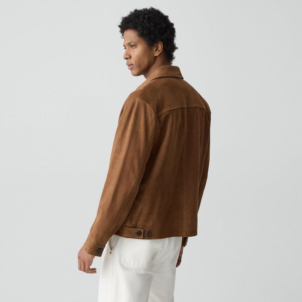 J Brand Amos Jacket In Suede Cafe