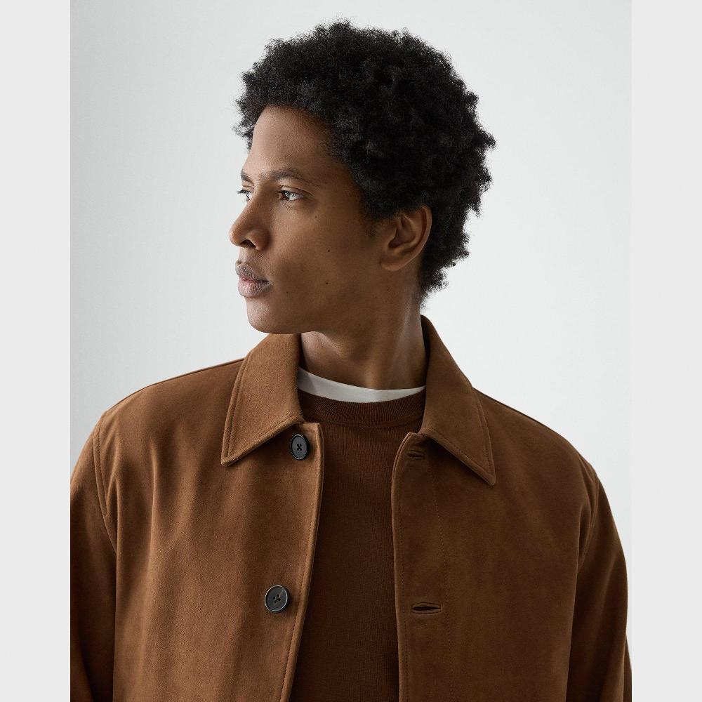 J Brand Amos Jacket In Suede Cafe