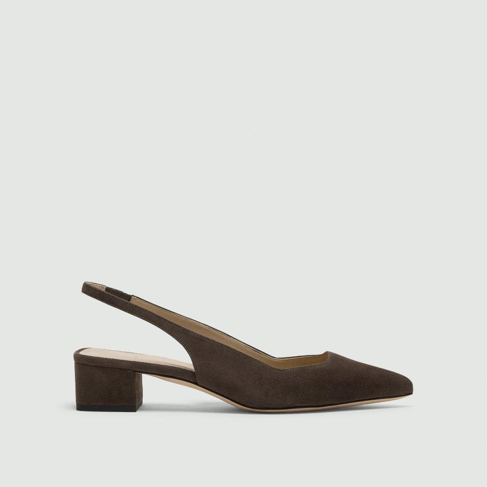 J Brand Block Heel Slingback In Suede Clove